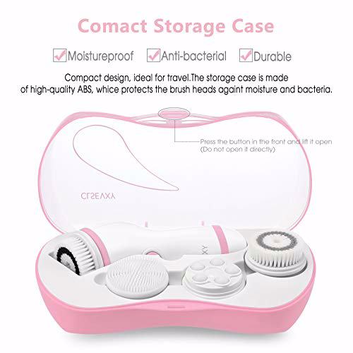 Waterproof Facial Cleansing Spin Brush Set, Pink 7