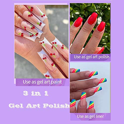 AIMANGO Swirl Nail Art Gel Liner Painted Gel Polish, Rainbow Collection 4