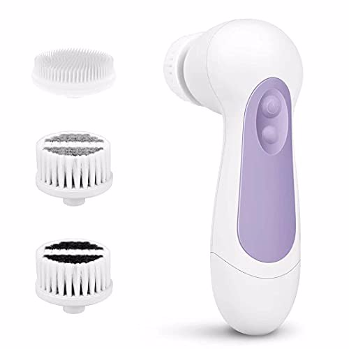 Waterproof Facial Cleansing Spin Brush Set 3 Exfoliating Brush Heads, Purple 8