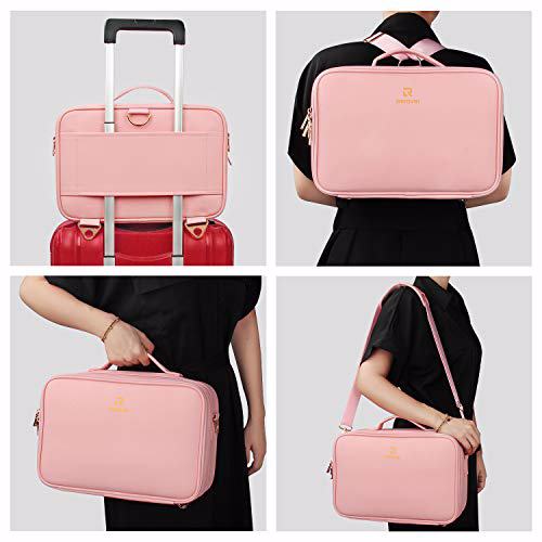 Relavel Travel Makeup Train Case Makeup Cosmetic Case Organizer Pink 5