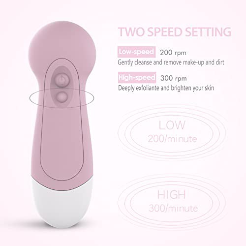 Waterproof Facial Cleansing Spin Brush Set 3 Exfoliating Brush Heads, Half Blush 4