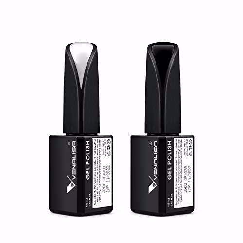 VENALISA 2Pcs 15ml Black White Gel Nail Polish Kit 9