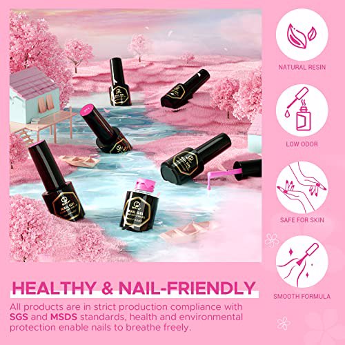 MEFA Gel Nail Polish Pink Set, N-Sweet Cherry 7