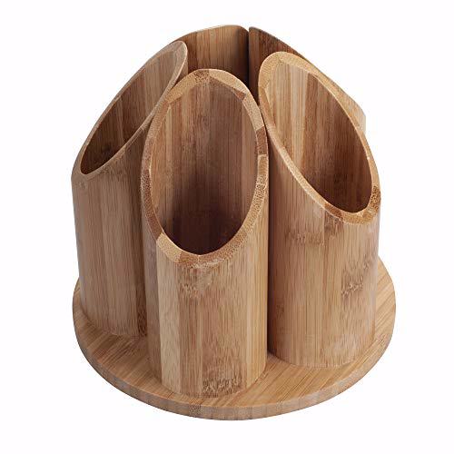 MobileVision Bamboo Circular Rotating Makeup Organizer 3