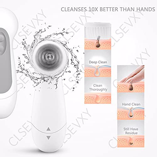 Waterproof Facial Cleansing Spin Brush Set with 3 Exfoliating Brush Heads, Gray 5