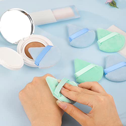 Pimoys 6 Pieces Powder Puff Face Soft Triangle Makeup Blue and Green 5
