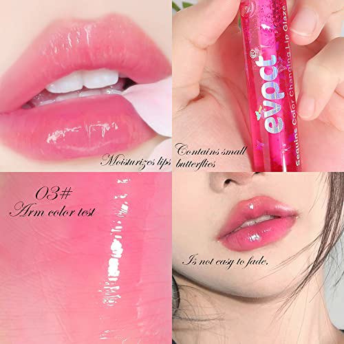 BINGBRUSH 3 Pcs Color Changing Lip Gloss lipstick, Pink Magic Mood 4