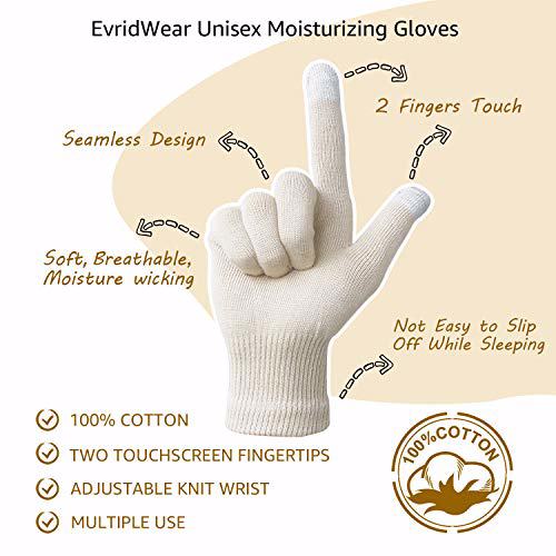 EvridWear Men Moisturizing Cotton Gloves, xs beige 4