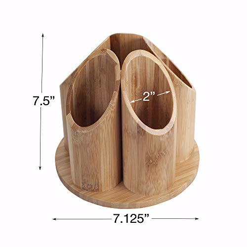 MobileVision Bamboo Circular Rotating Makeup Organizer 4