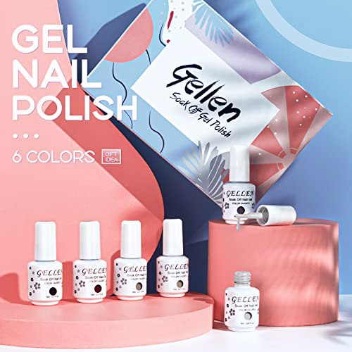 Gellen Gel Nail Polish Set, Wine Nude Grays 5