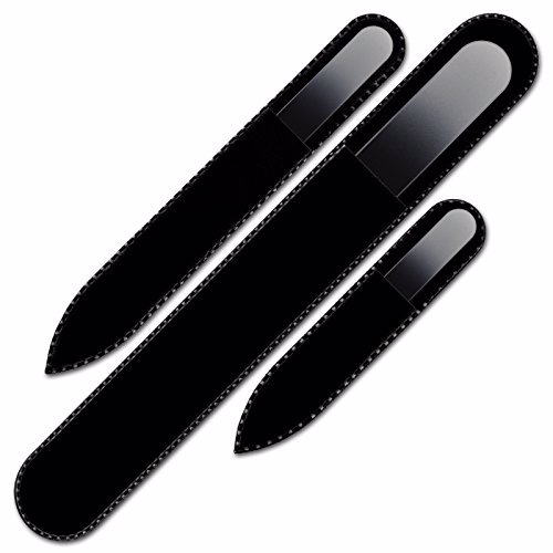 Mont Bleu Gift Set for Men of 3 Glass Nail Files in Velvet Pouch Aqua Cobalt 2