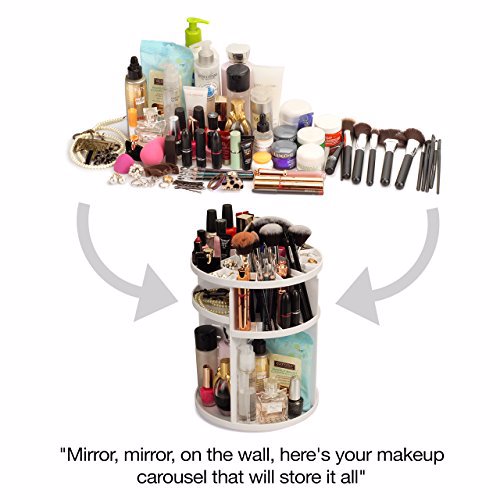 MobileVision Makeup Organizer Rotating Tabletop Cosmetic & Toiletry White 3
