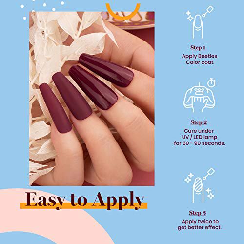 Beetles Burgundy Red Gel Nail Polish Set, Raspberry Sorbet 5