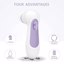 Waterproof Facial Cleansing Spin Brush Set 3 Exfoliating Brush Heads, Purple Thumbnail 3