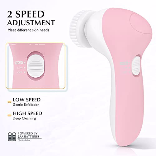 Facial Cleansing Brush Face Scrubber, Light Pink 6