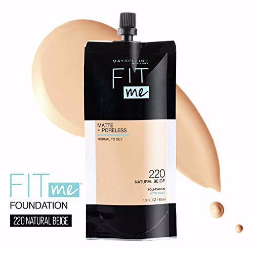Maybelline New York Fit Me Matte + Poreless Liquid Foundation 220 Natural Beige 2