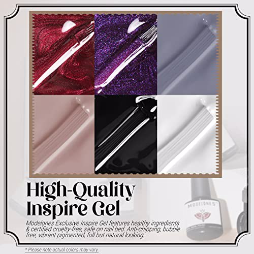 Modelones Gel Nail Polish Set Black White Gel Polish Kit 6 Colors 3