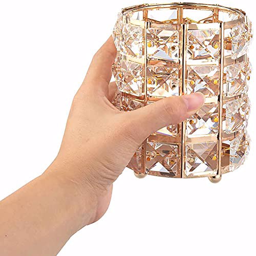 AKOAK 1 pack Crystal Makeup Brush Holder Office Supplies Storage Gold 3