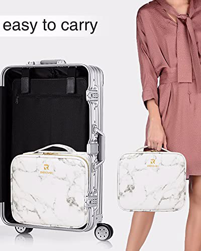 Relavel Travel Makeup Train Case Cosmetic Organizer with Adjustable Dividers 5