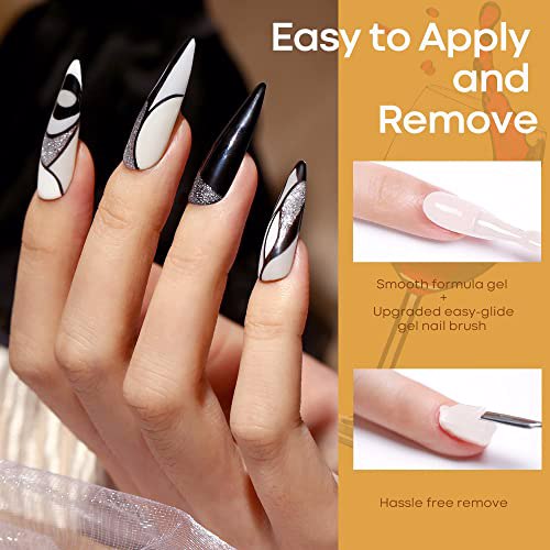Modelones Gel Nail Polish Set 6 Colors Black Gold Glitter 6
