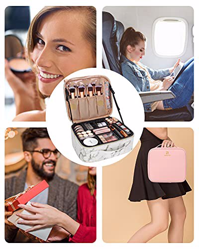 Relavel Travel Makeup Train Case Cosmetic Organizer with Adjustable Dividers 9