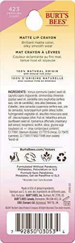 Burt's Bees 100% Natural Origin Moisturizing Matte Lip Crayon, Carolina Coast 13