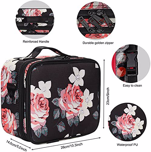MONSTINA Train Cases Professional Travel Bag Cosmetic Cases Organizer Flower 5