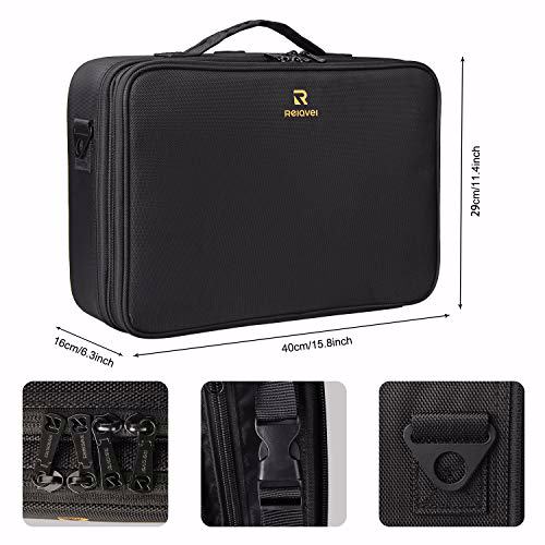 Relavel Travel Makeup Train Case Cosmetic Organizer Portable Artist Storage Bag 6