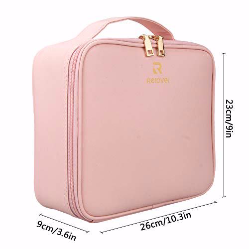 Relavel Travel Makeup Train Case Makeup Cosmetic Organizer Pink 7
