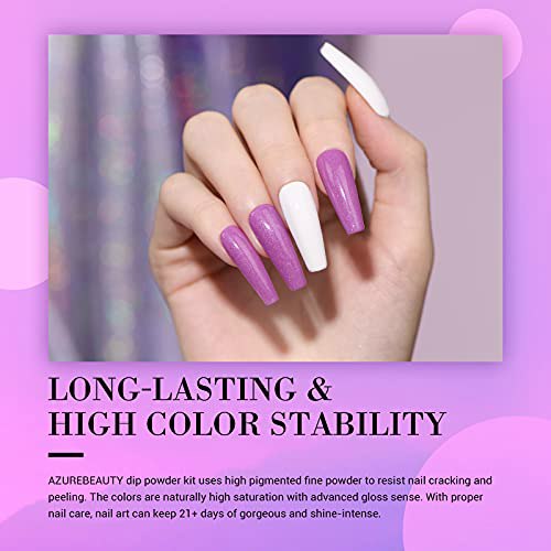 AZUREBEAUTY Dip Kit Powder Nail Starter Set, Purple Starry Sky 5