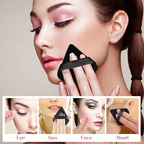 Pimoys 6 Pieces Powder Puff Face Soft Triangle Makeup Black and Pink 6
