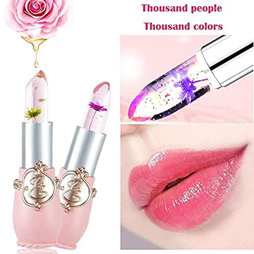 BINGBRUSH 2Pcs Crystal Flower Jelly Color Changing Lipstick 3