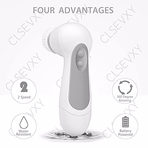 Waterproof Facial Cleansing Spin Brush Set with 3 Exfoliating Brush Heads, Gray 3