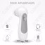 Waterproof Facial Cleansing Spin Brush Set with 3 Exfoliating Brush Heads, Gray Thumbnail 3