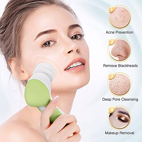Facial Cleansing Brush Face Scrubber, Yellow Green 7