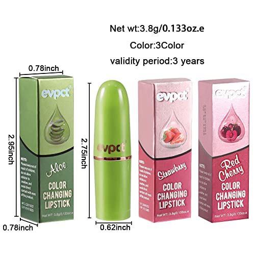 BINGBRUSH 3 Pcs Red Cherries Color Changing Lipstick,Aloe Vera Strawberry 9